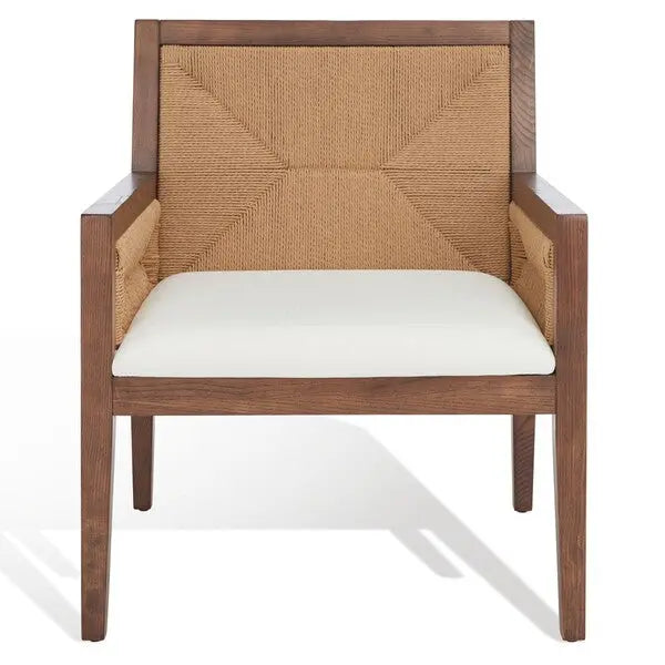 Emilio Walnut-Natural Woven Accent Chair - The Mayfair Hall