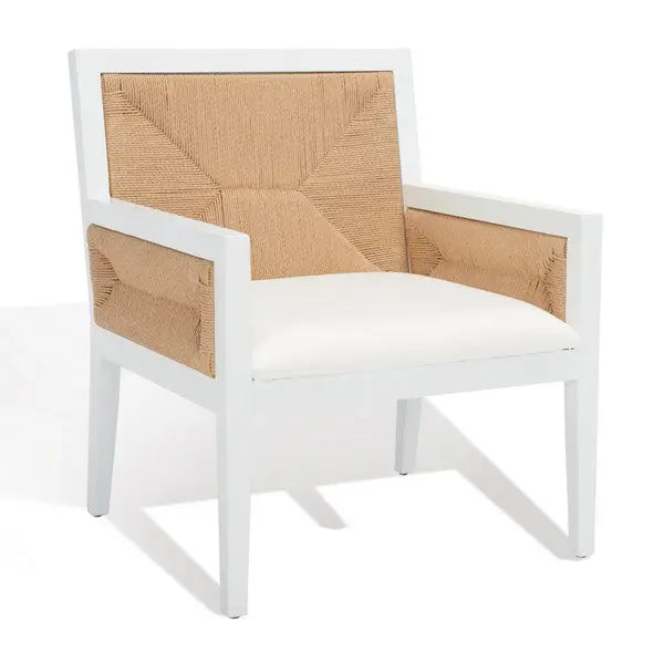 Emilio White-Natural Woven Accent Chair - The Mayfair Hall