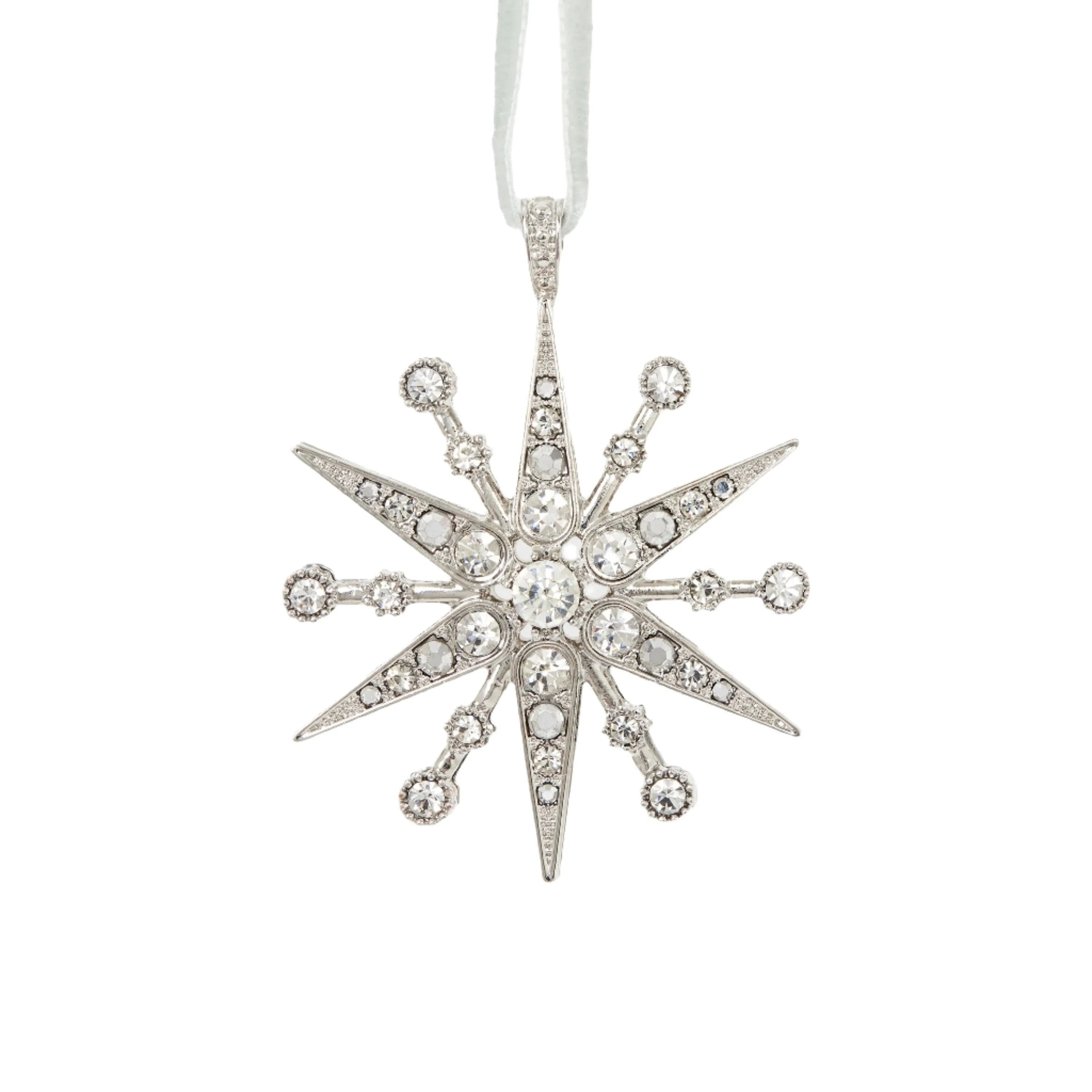 Deco snowflake hanging ornament, crystal