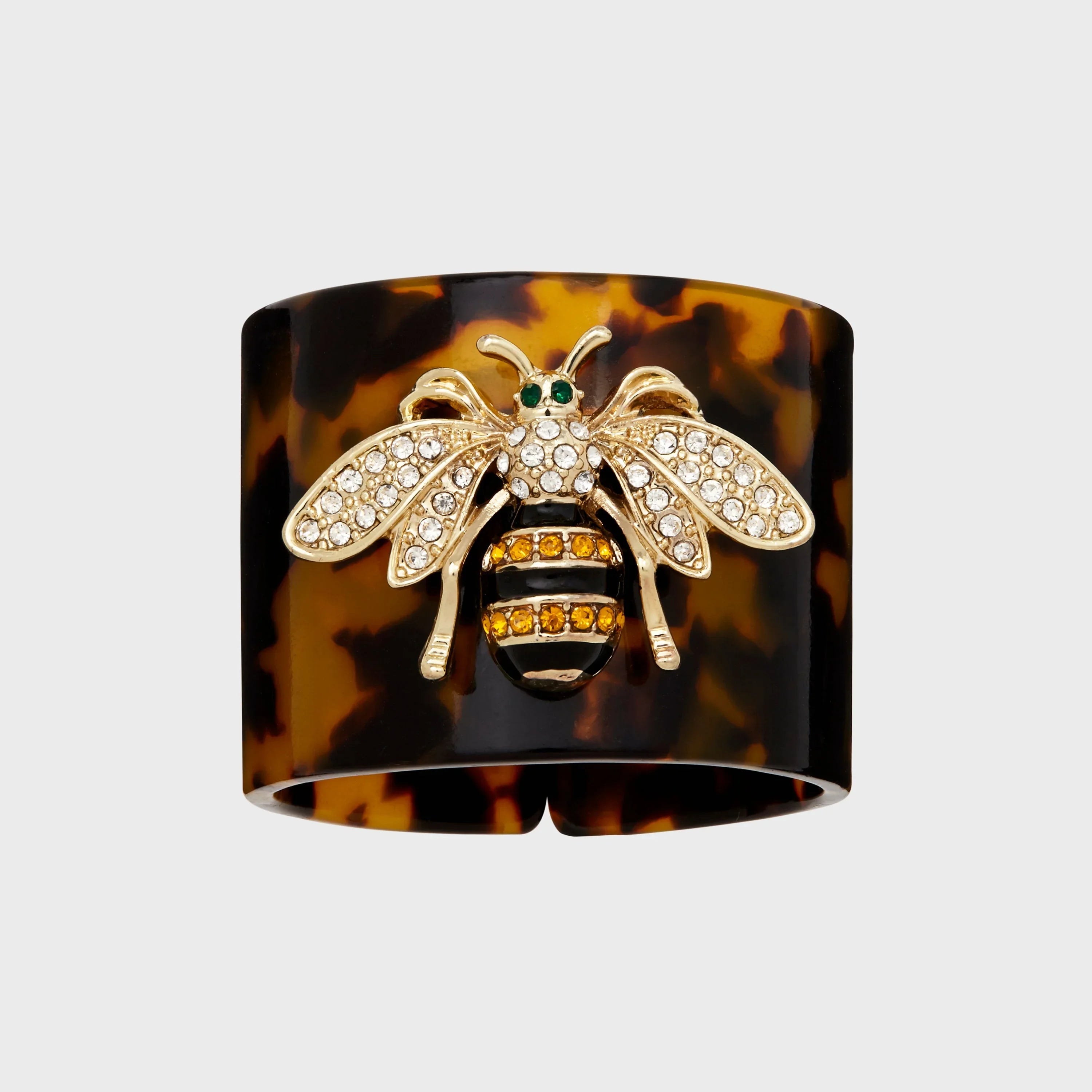 Stripey bee resin napkin rings, tortoiseshell, set of four - The Mayfair Hall