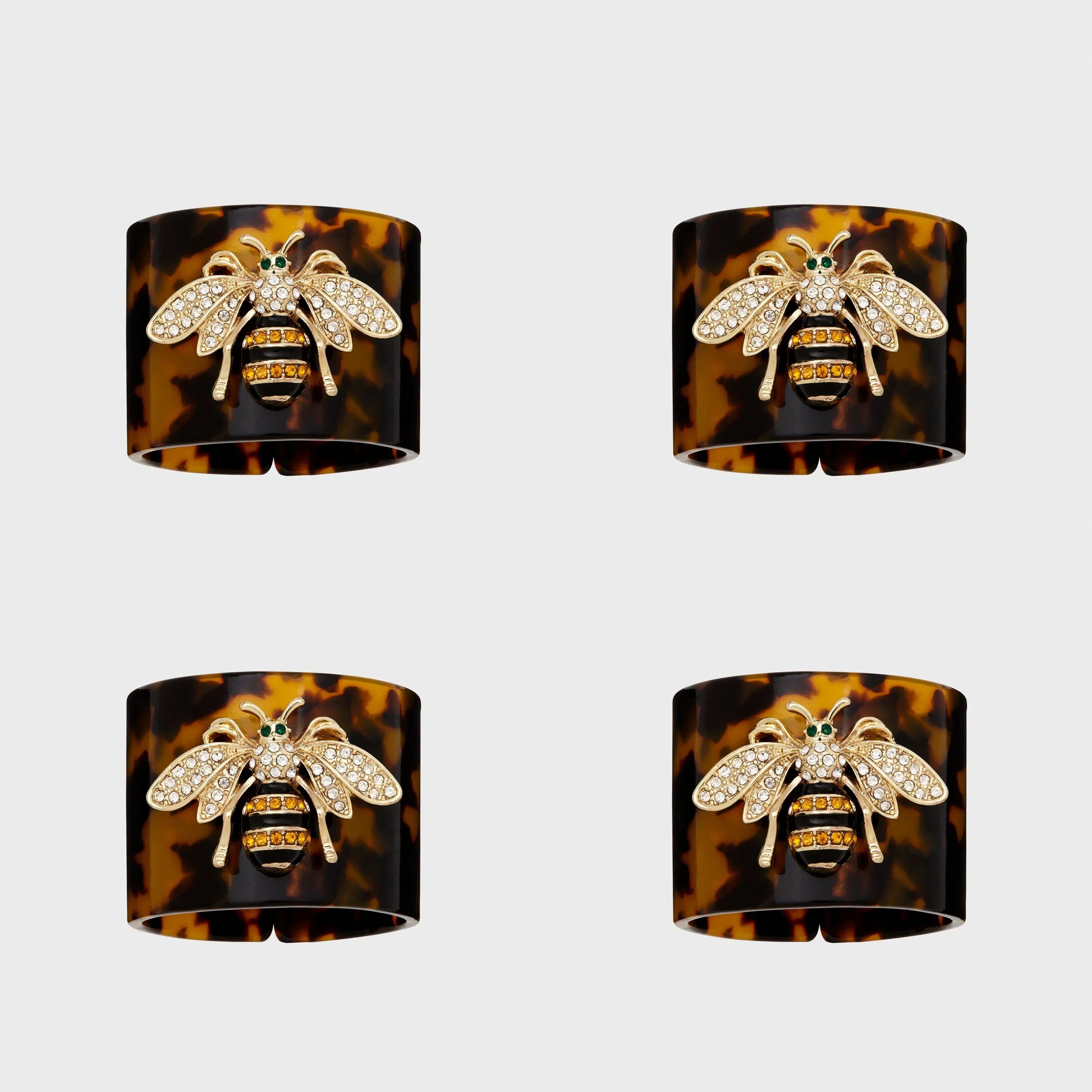 Stripey bee resin napkin rings, tortoiseshell, set of four - The Mayfair Hall