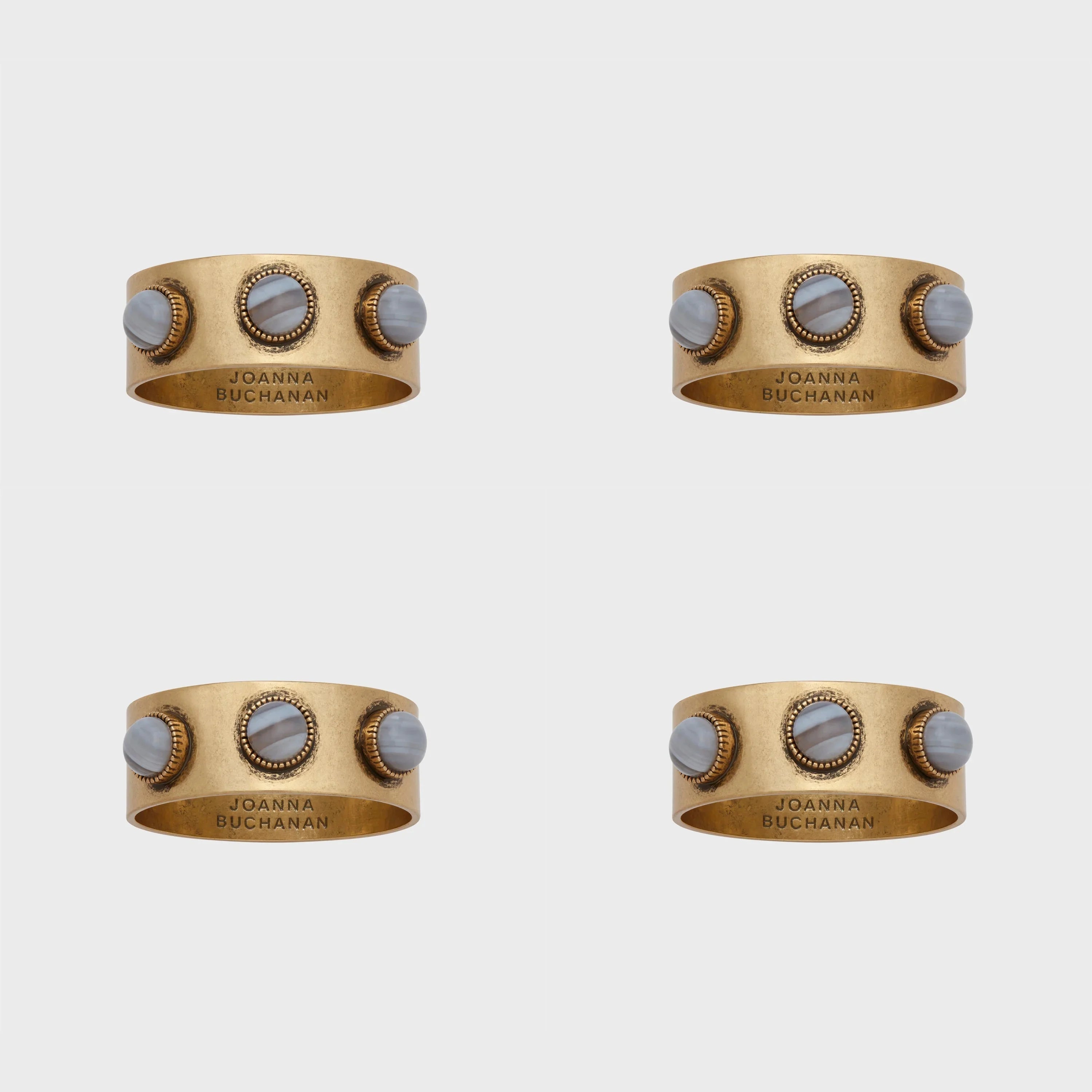 Cabochon napkin rings, agate, set of four - The Mayfair Hall
