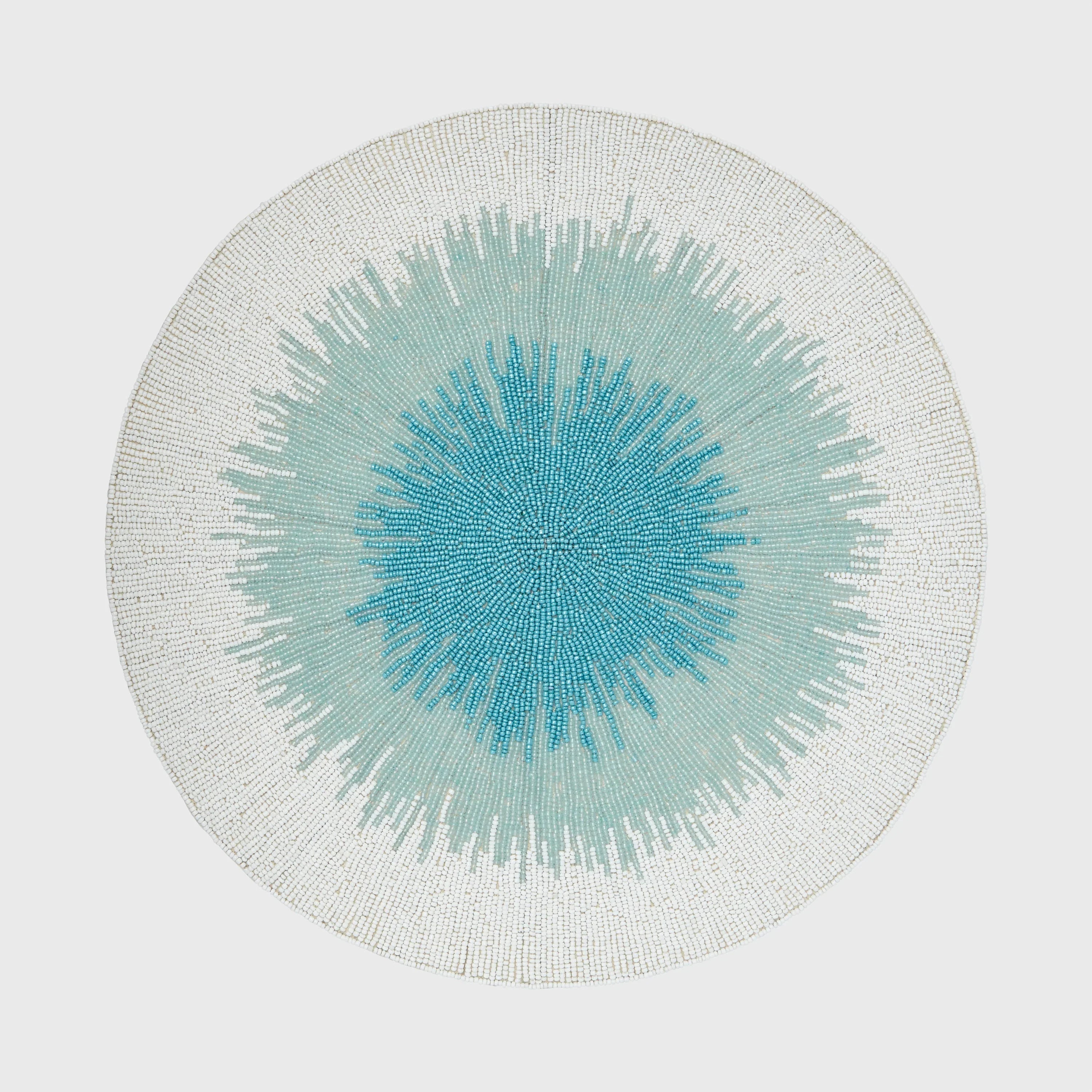 Ombre hand beaded placemat, turquoise - The Mayfair Hall