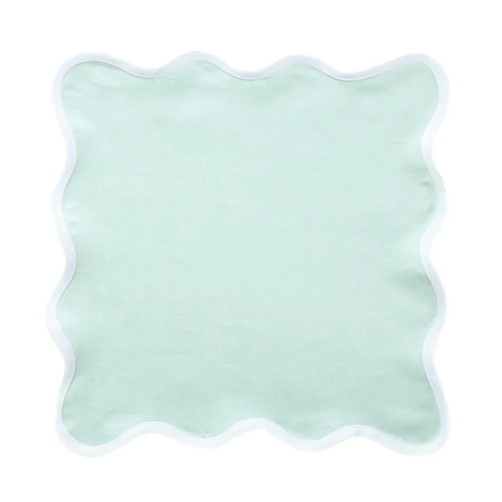 Linen Scalloped Square | Sage Green