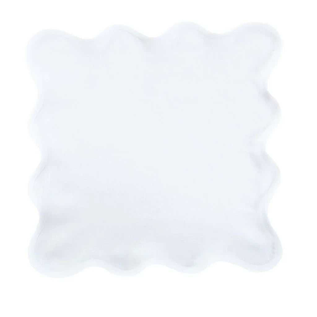 Linen Scalloped Square | Lily White