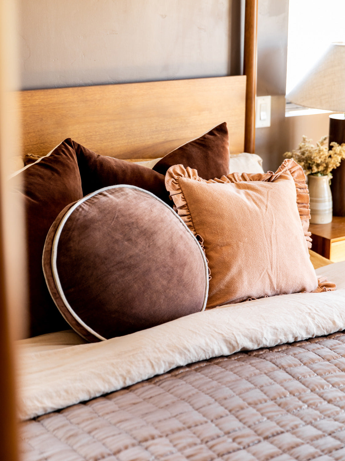 Slubby Cotton Ruffle Pillow