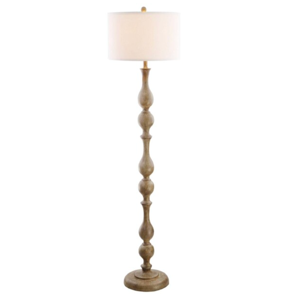Glendora Floor Lamp in Brown with Off White Cotton Shade