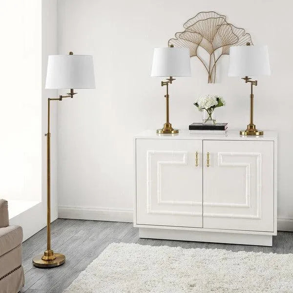 Nadia Metal Floor and Table Lamp in Brass Gold (Set of 3) - The Mayfair Hall