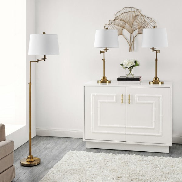 Nadia Brass Gold-White Floor and Table Lamp -Set of 3 - The Mayfair Hall