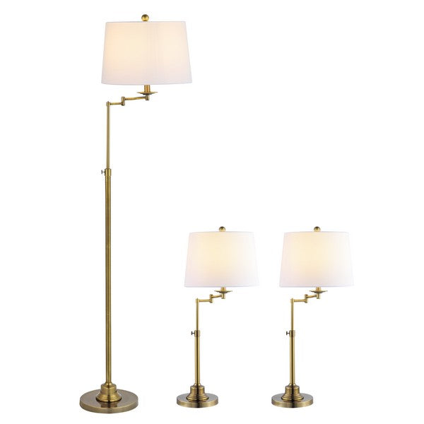 Nadia Brass Gold-White Floor and Table Lamp -Set of 3 - The Mayfair Hall