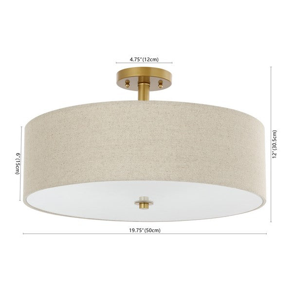 Jolana Flush Mount in Gold with Cotton Fabric