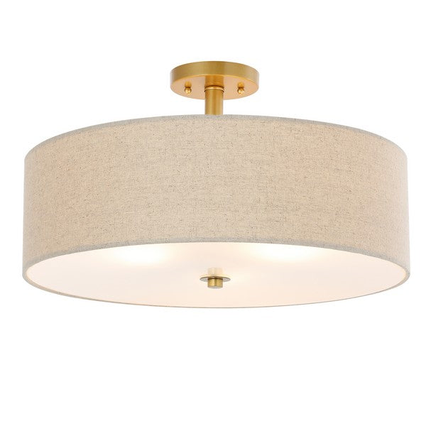 Jolana Flush Mount in Gold with Cotton Fabric