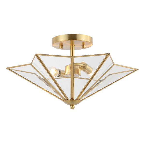 Haruna Flush Mount in Antique Brass with Clear Glass