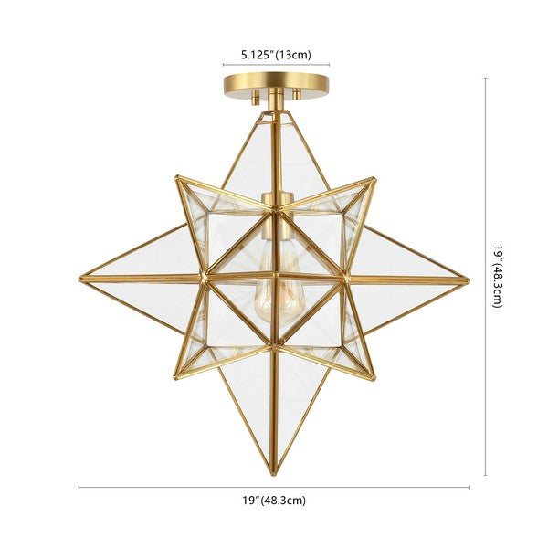 Abrielle Flush Mount in Antique Brass with Clear Glass