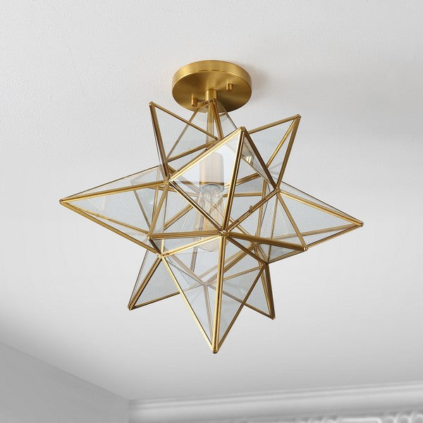 Abrielle Flush Mount in Antique Brass with Clear Glass