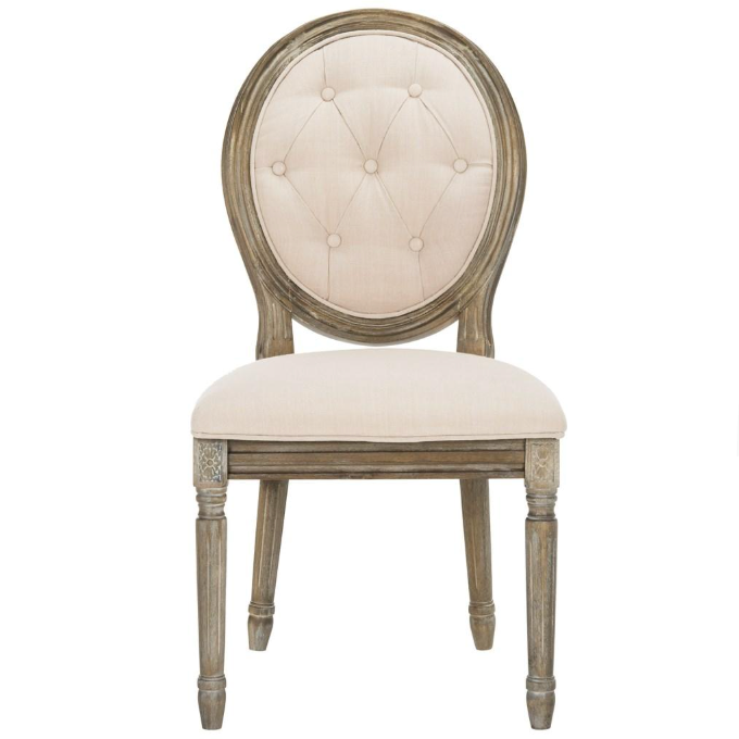 Holloway Tufted Oval Dining Chair in Rustic Oak with Beige Upholstery (Set of 2)