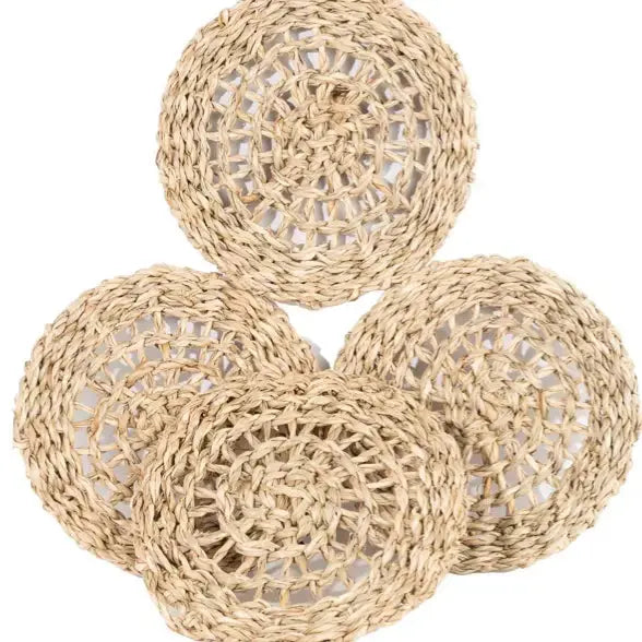 Fabulous Natural Seagrass 4" Round Coasters - The Mayfair Hall