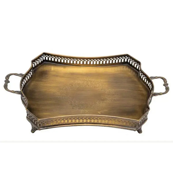 Fabulous Pierced Mid Sized Gallery Tray in Ant. Brass - The Mayfair Hall