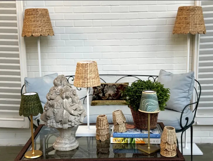 Water Hyacinth Shade Cover (Scalloped in Natural) - The Mayfair Hall
