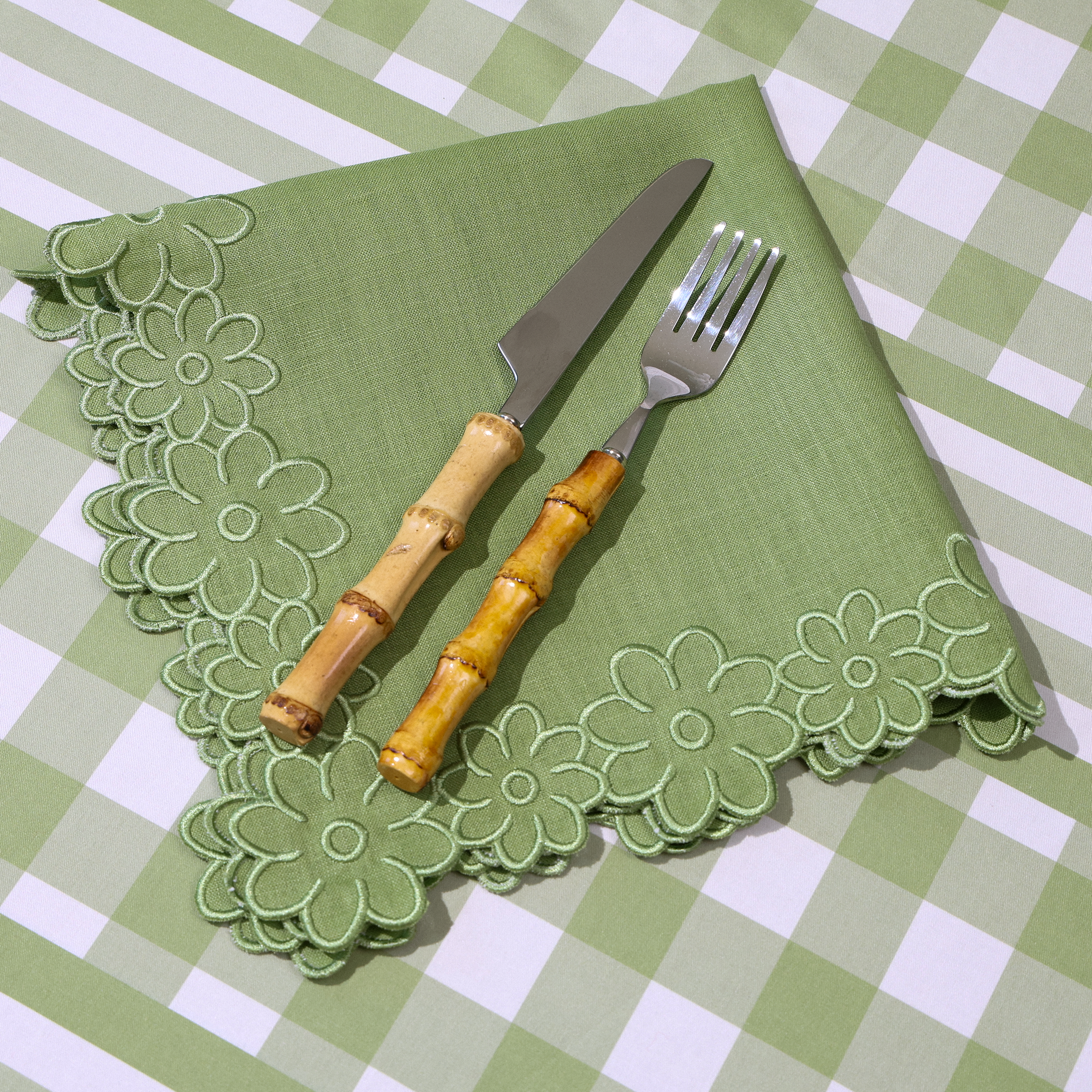 Border of Flowers Linen Napkin