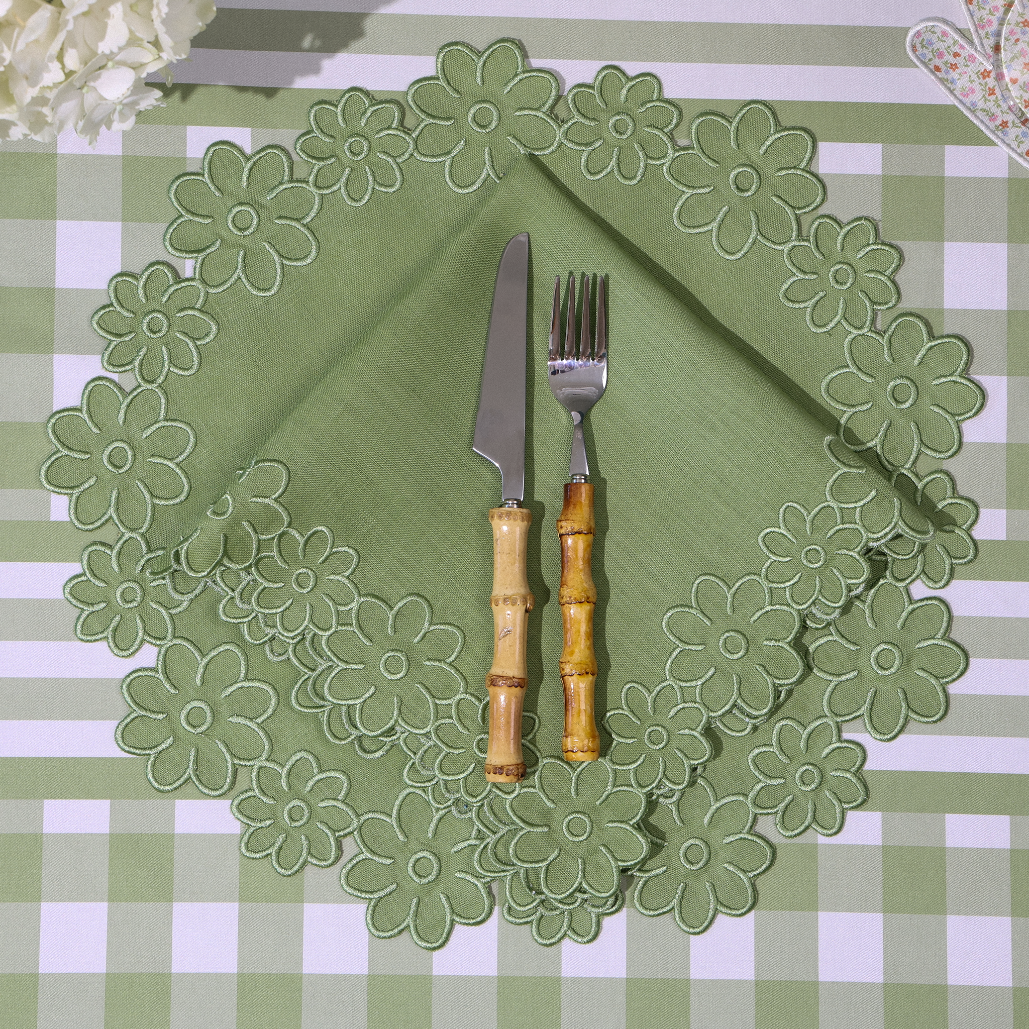 Border of Flowers Linen Placemat