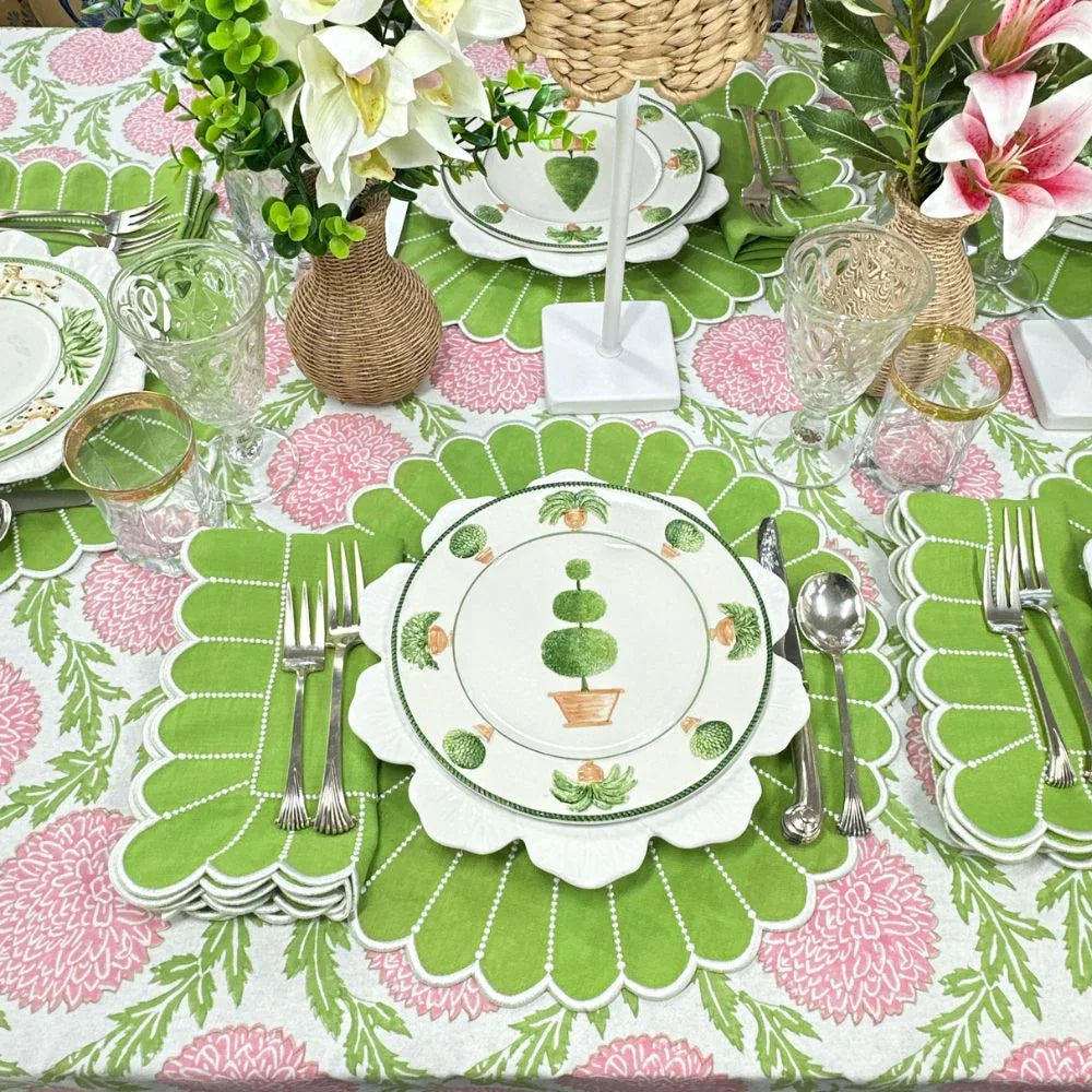 Studio Collection: Pippa Napkin - Green/White (Set of 4) - The Mayfair Hall