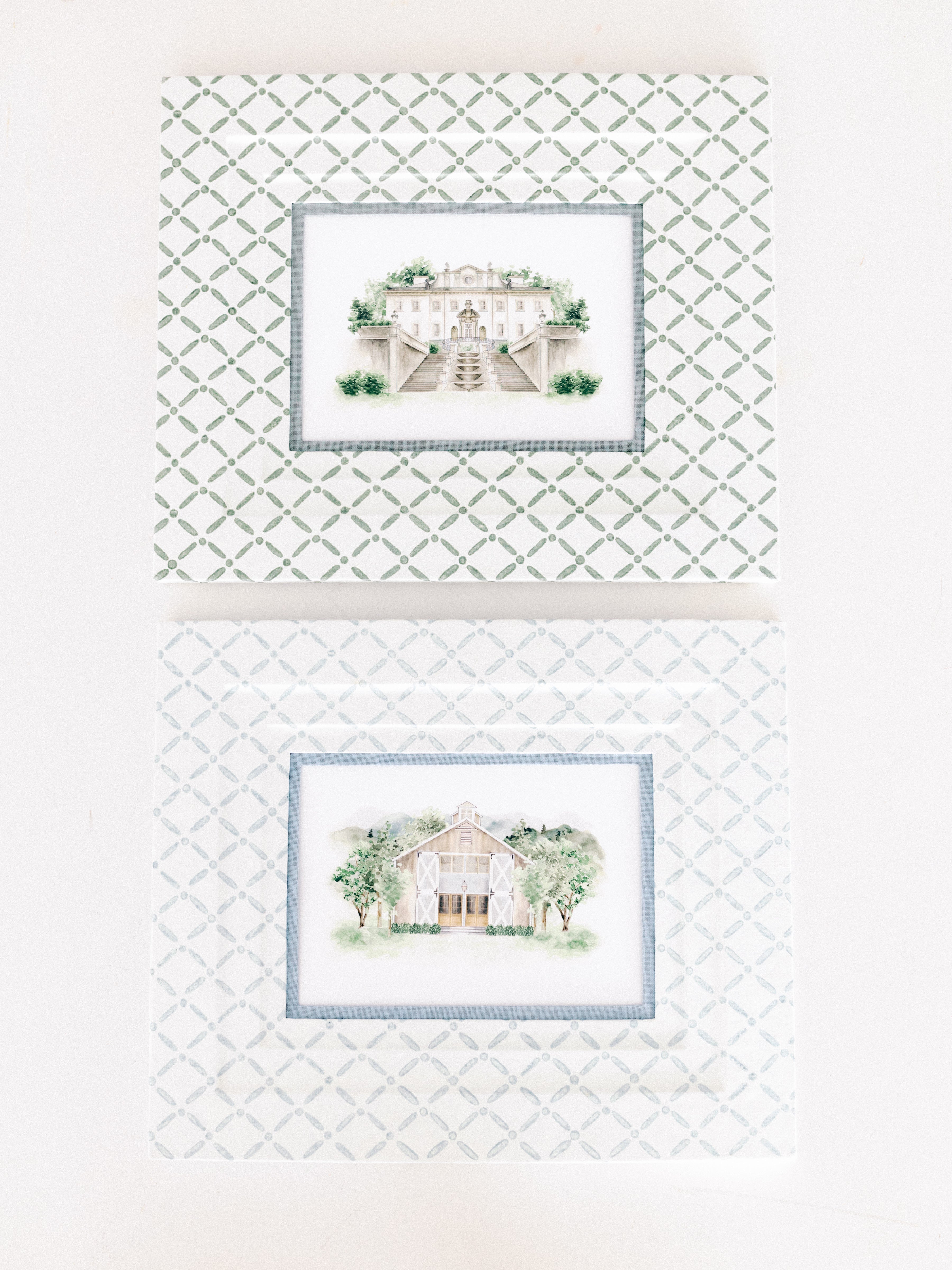 5x7 Block Printed Picture Frame in Croix Green