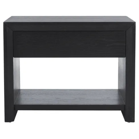 Safavieh Darnell Rubberwood Nightstand in Black with 1 Drawer