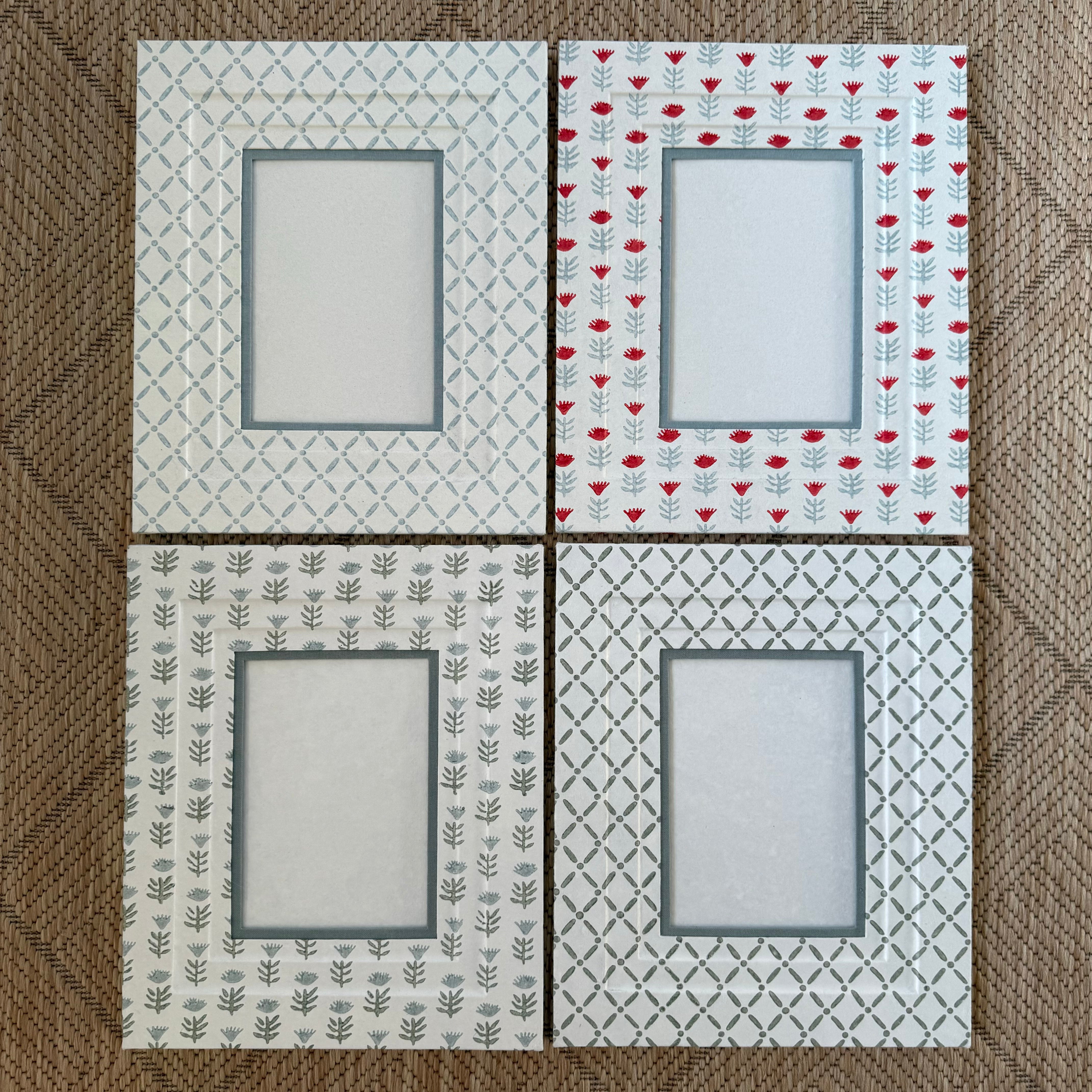 Block Printed Picture Frame - Croix Blue - 5x7