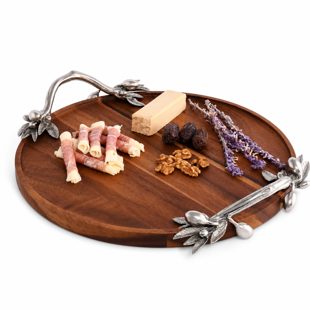 Olive Serving Tray Acacia- Round