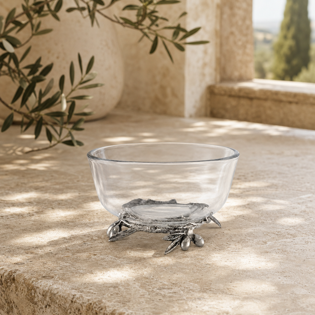 Olive Grove Glass & Pewter Bowl