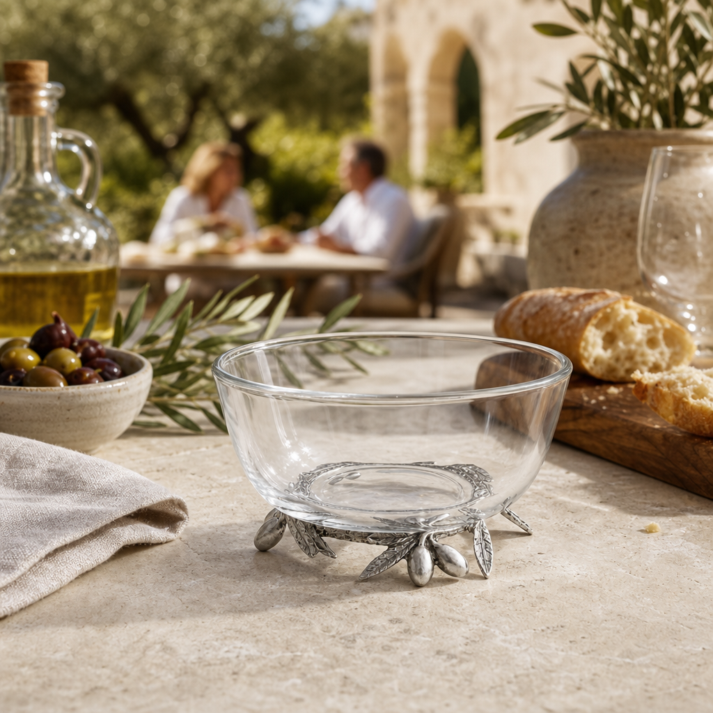 Olive Grove Glass & Pewter Bowl