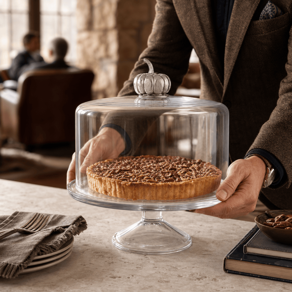 Pumpkin Knob Glass Covered Cake / Dessert Stand