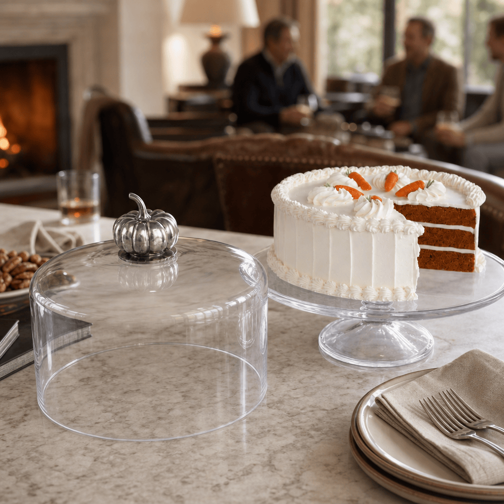 Pumpkin Knob Glass Covered Cake / Dessert Stand