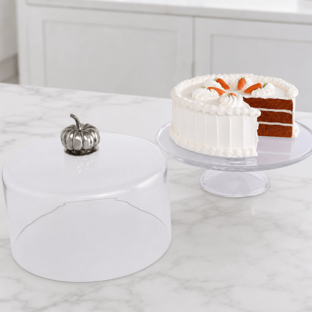 Pumpkin Knob Glass Covered Cake / Dessert Stand