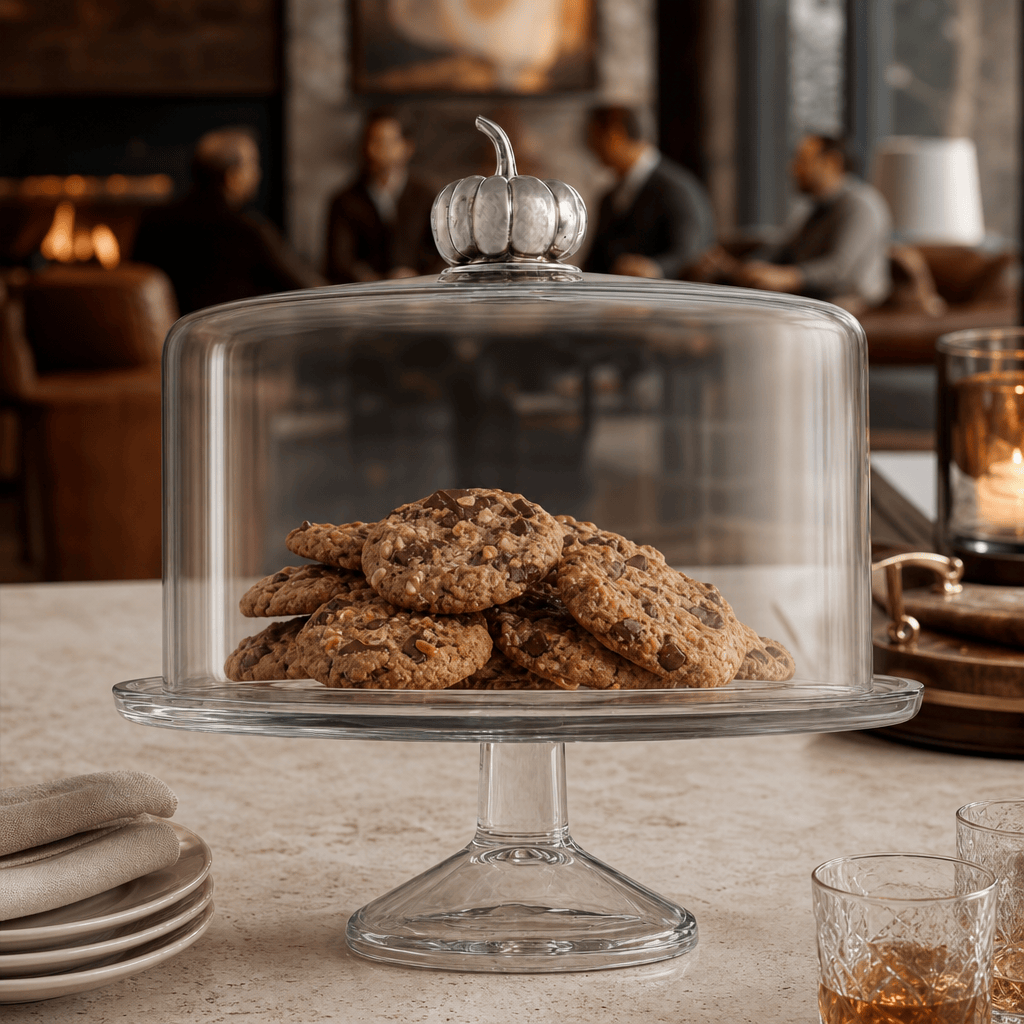Pumpkin Knob Glass Covered Cake / Dessert Stand