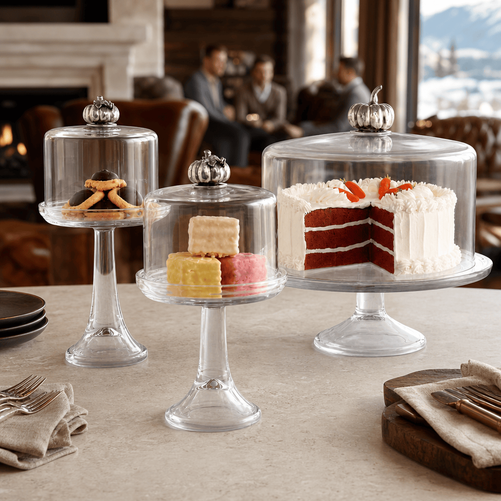 Pumpkin Knob Glass Covered Cake / Dessert Stand
