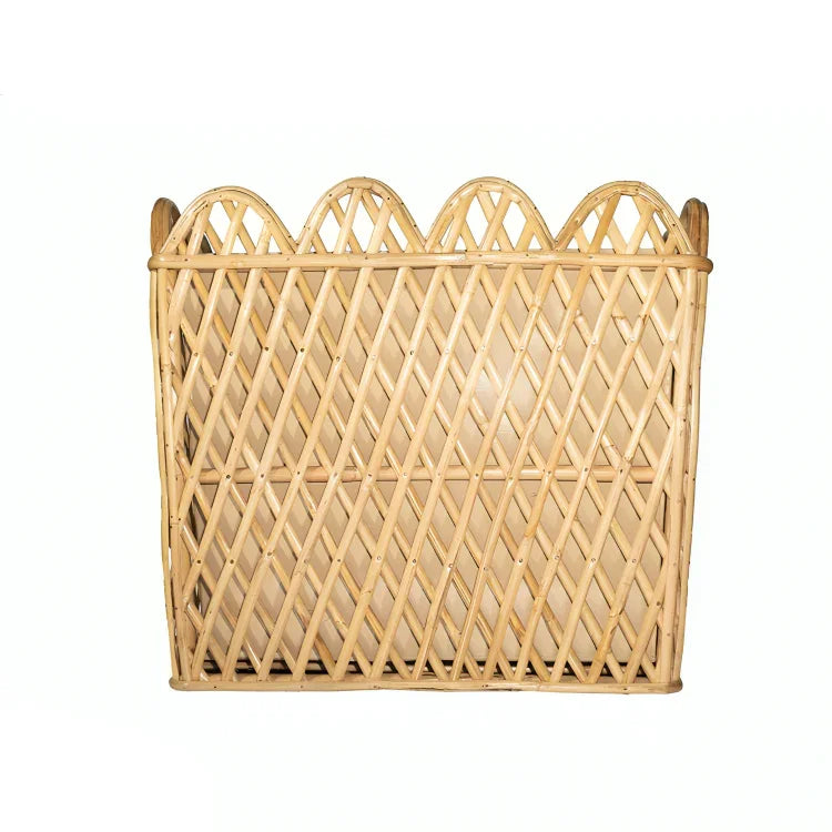 Square Rattan Scalloped Planter - The Mayfair Hall