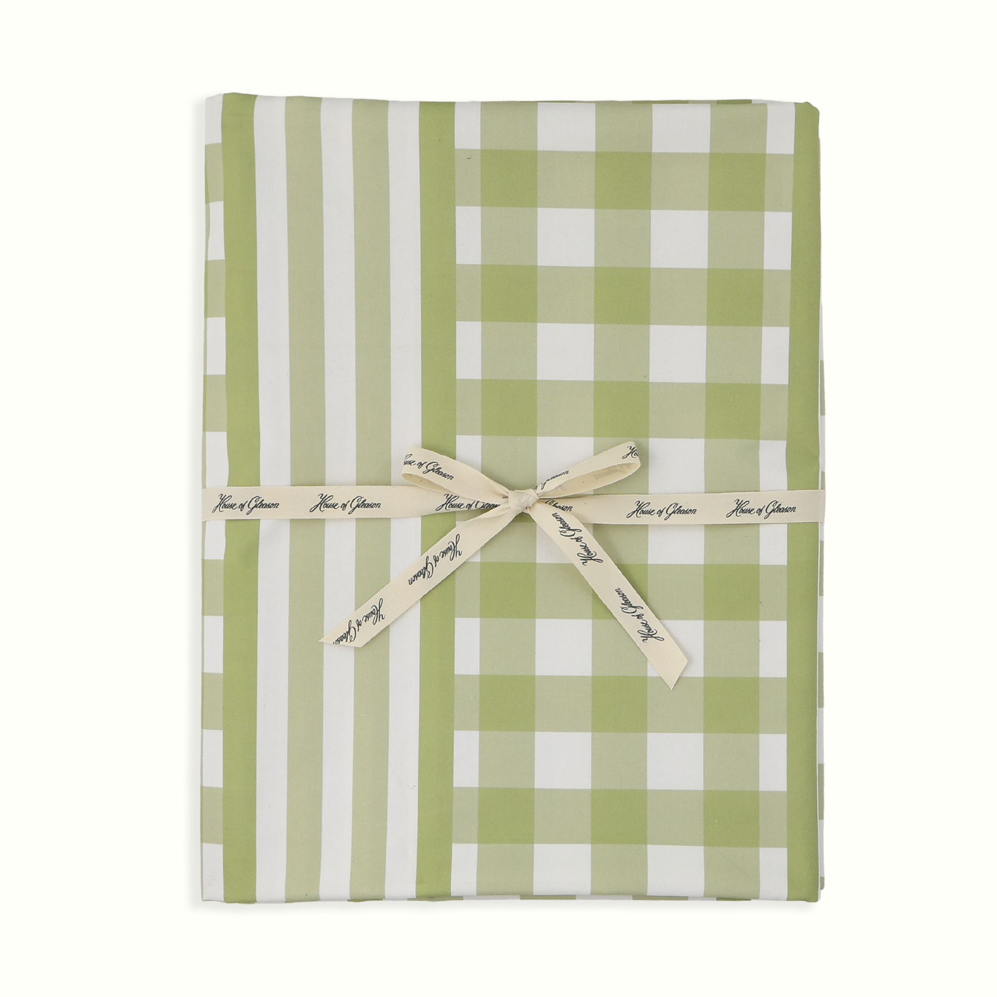 Green Gingham & Stripe Tablecloth
