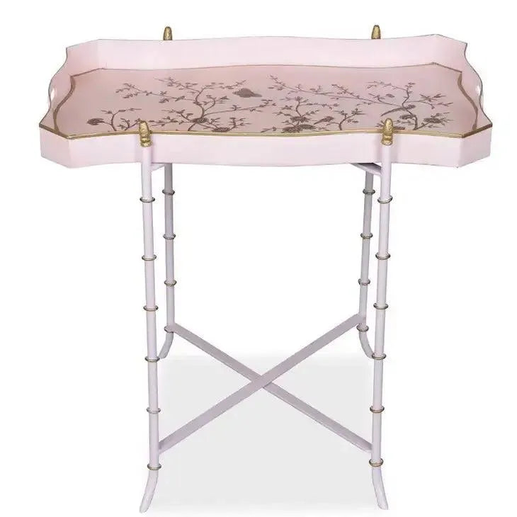 Stunning Scalloped Rectangular Tray Table in Pink/Gold Chino The Enchanted Home