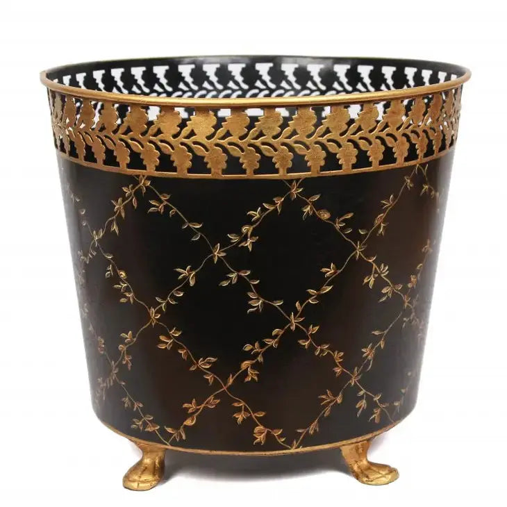Trellis Black & Gold Footed Planter - The Mayfair Hall