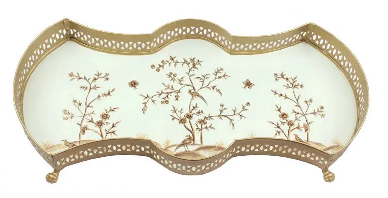 Pale Green/Gold Scalloped Vanity Tray - The Mayfair Hall