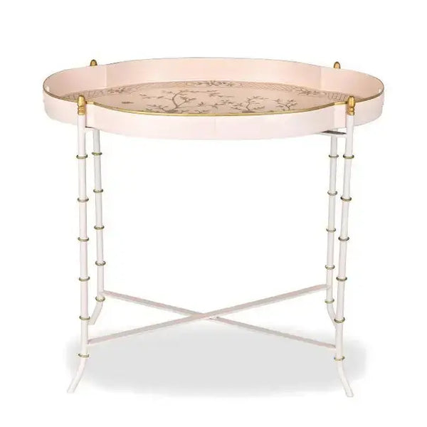 Stunning Scalloped Pink & Gold Tray Table - The Mayfair Hall