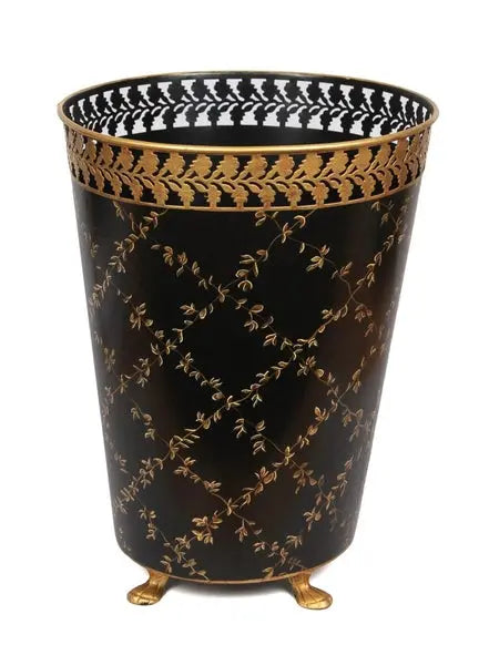 Black/Gold Trellis Wastepaper Basket - The Mayfair Hall