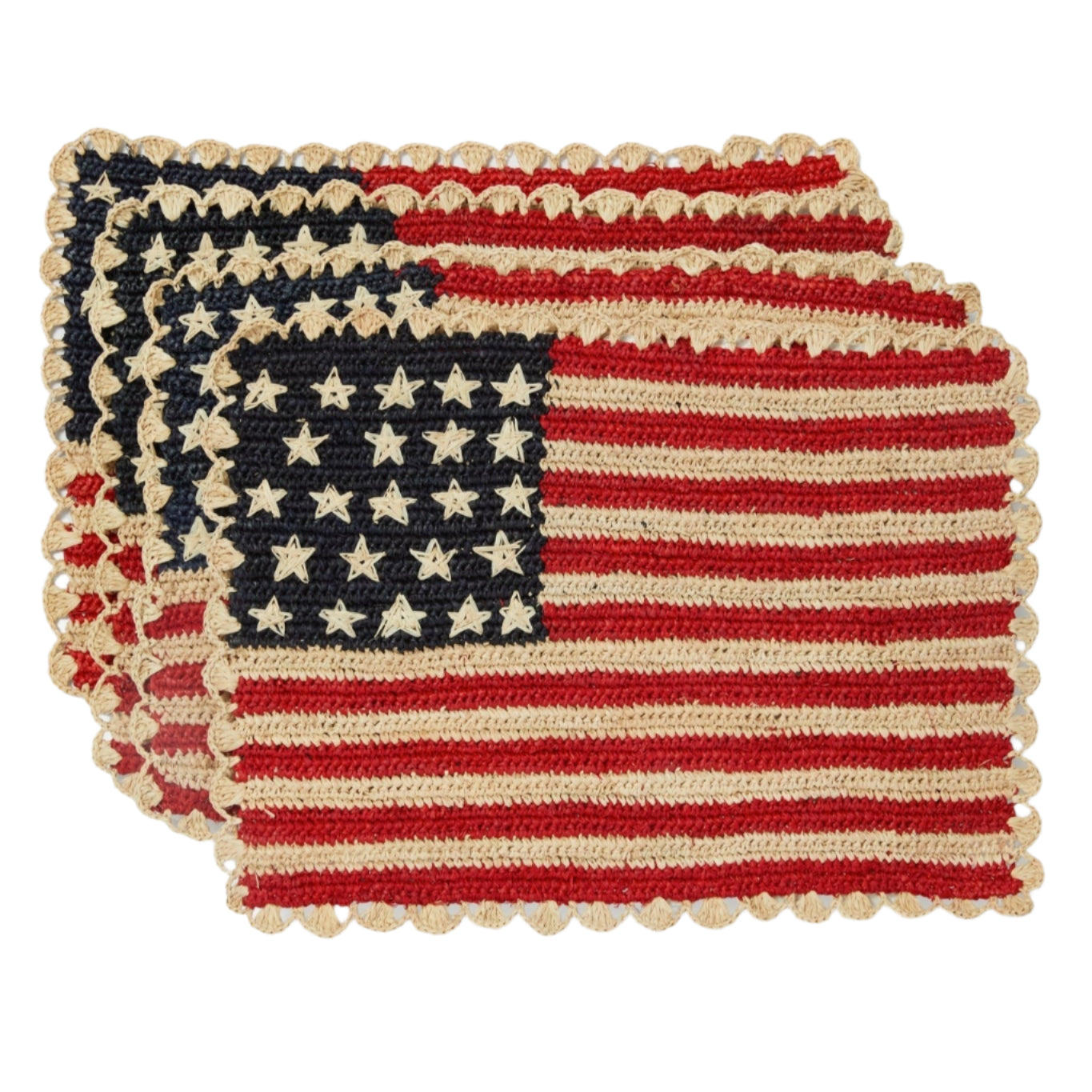 Handcrafted Scalloped Americana Placemats - Set of 4 - Elegant American Flag Design - Payton James X Tuckernuck