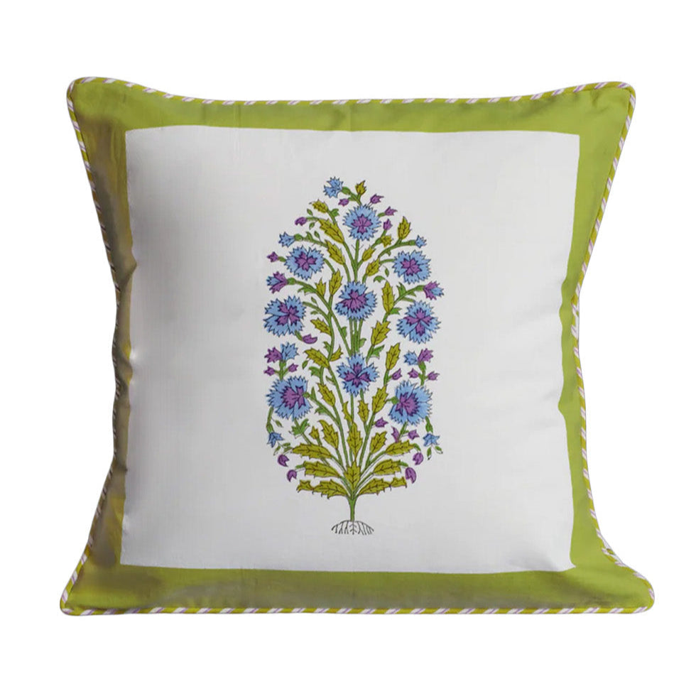 Green Botanical Study Blockprint Pillow