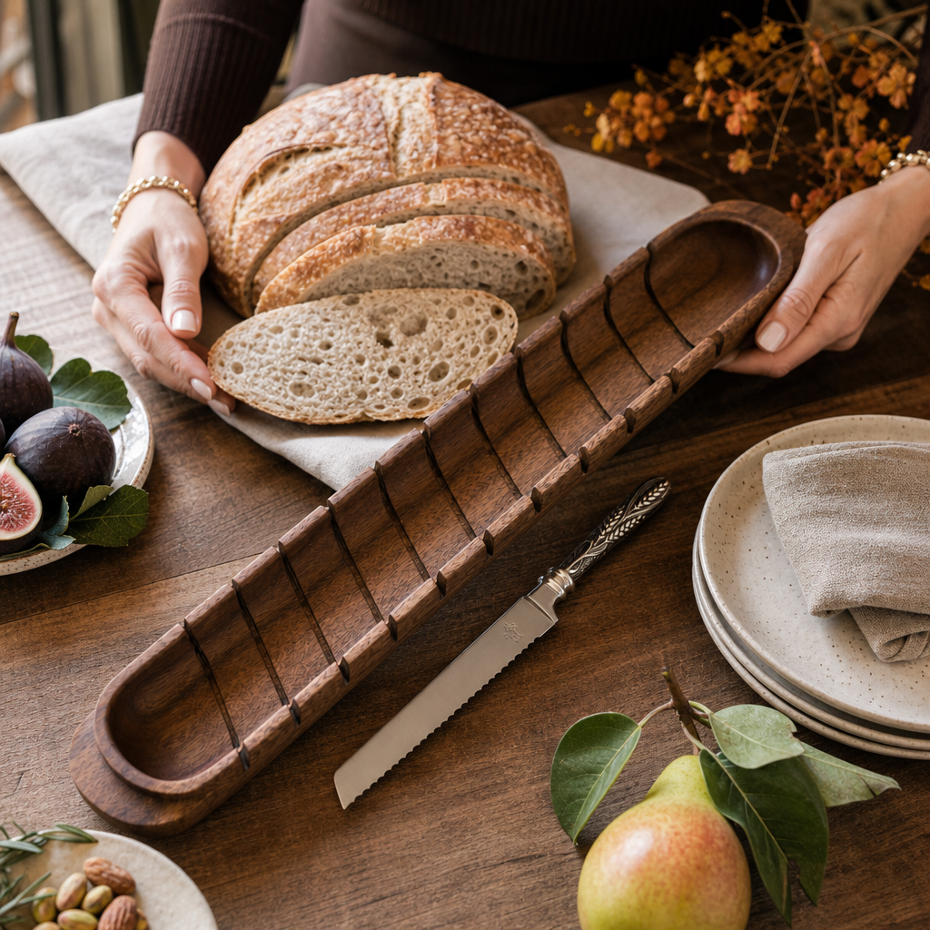 Baguette Board with Wheat Pattern Bread Knife