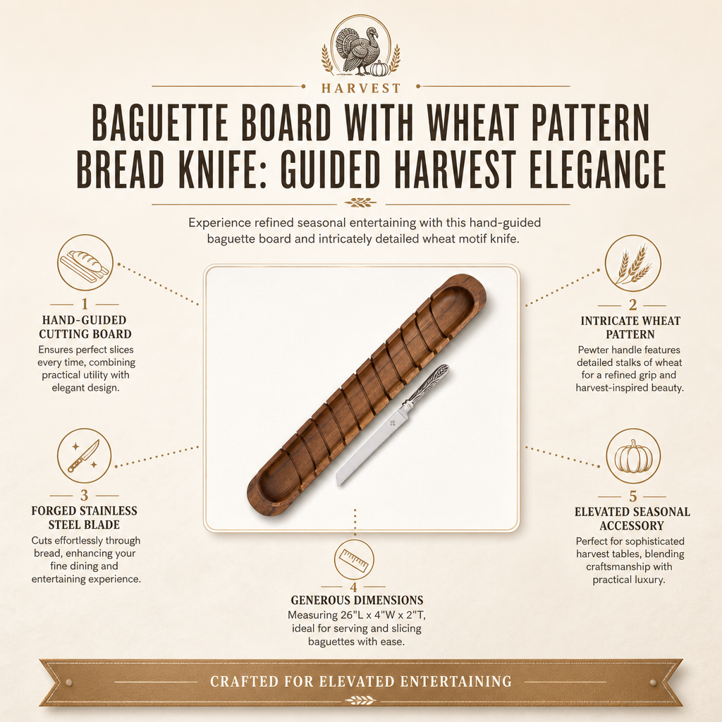 Baguette Board with Wheat Pattern Bread Knife