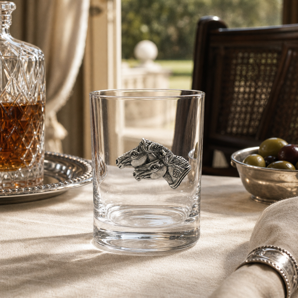 Running Horse Double Old Fashion Bar Glass