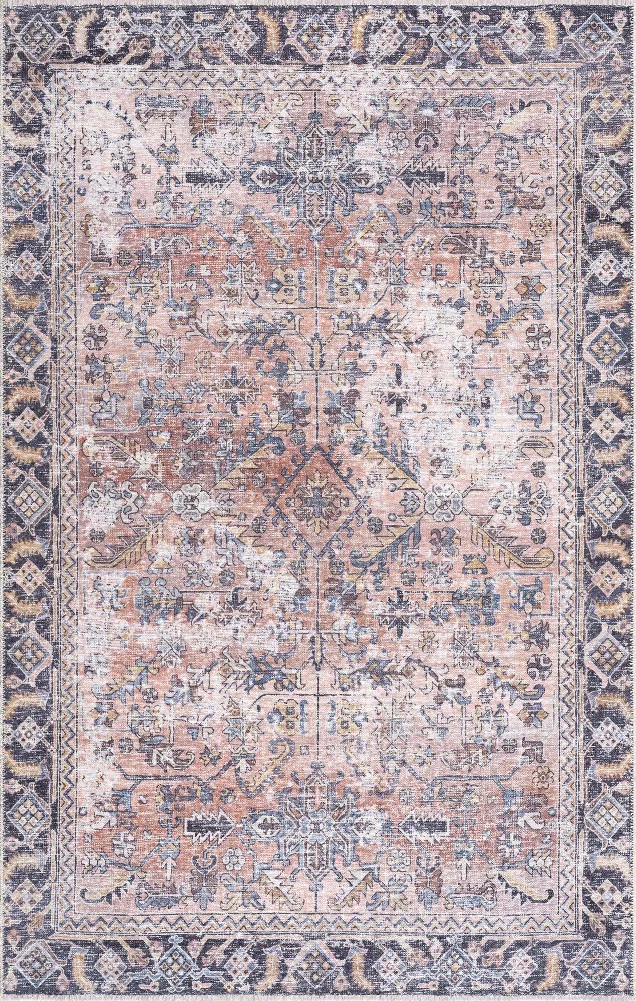 Peach Holi-2305 Washable Area Rug